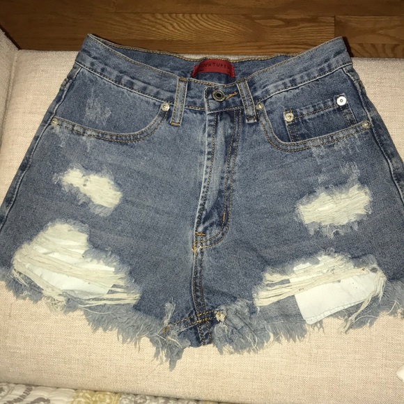 Signature by Levi Strauss Pants - HIGH WAISTED DENIM CUTOFFS BY LEVI
